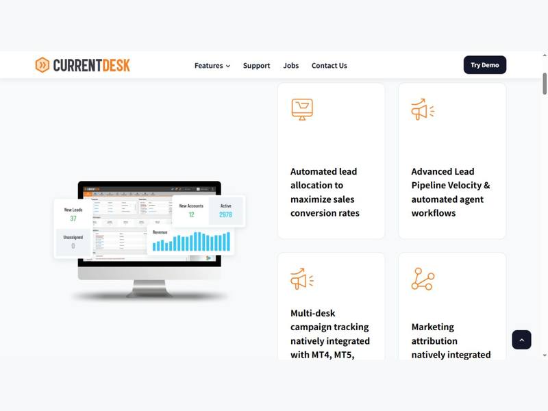 CurrentDesk CRM dashboard and lead management illustration