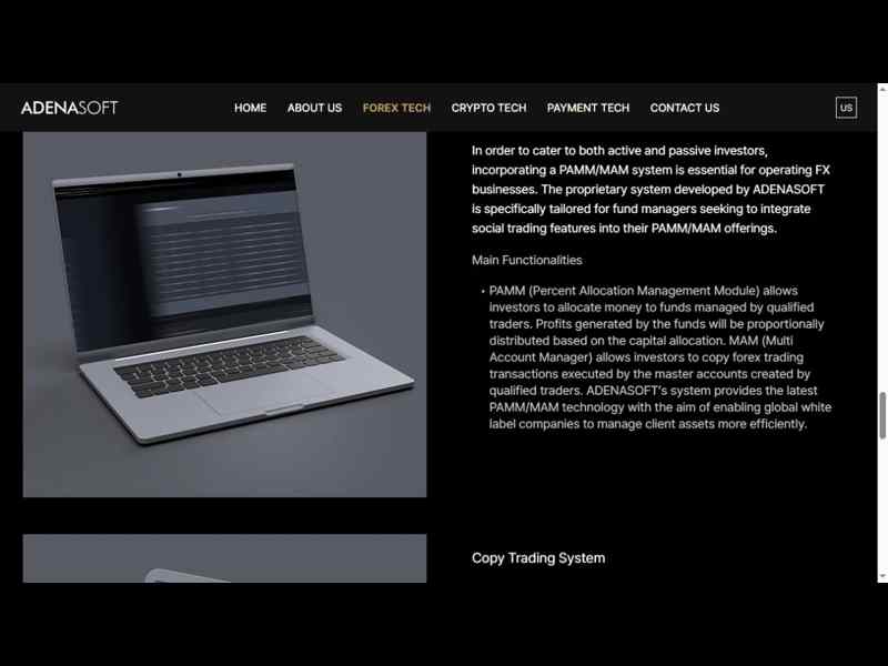 PAMM/MAM product presentation on the AdenaSoft website. Source: AdenaSoft.