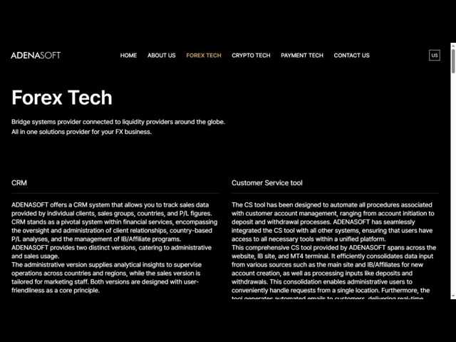 AdenaSoft Forex Tech: CRM and customer-service tools. Source: AdenaSoft.
